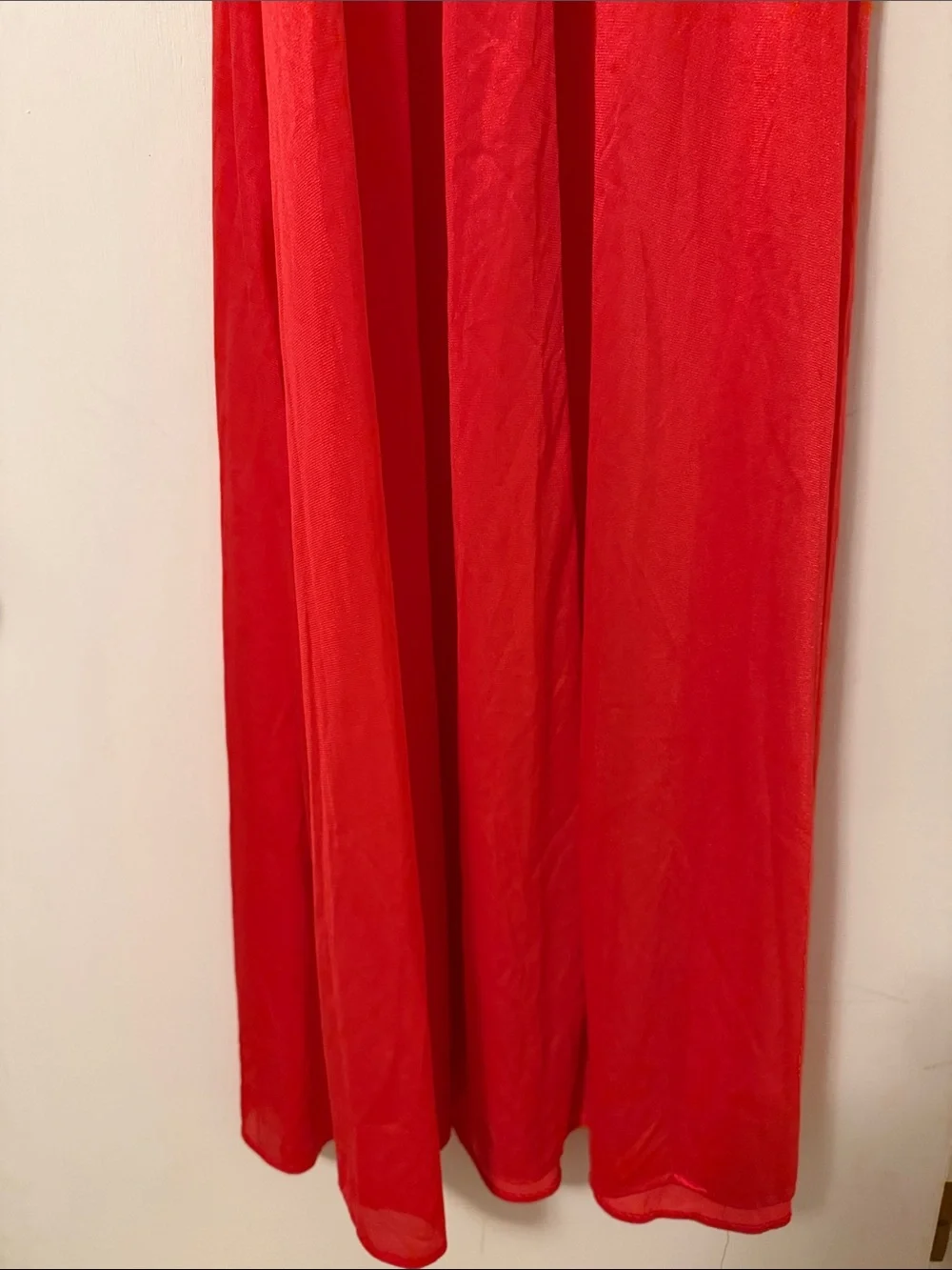 Vintage Erica Loren New York Red Nightgown White Lace OS One Size Flowy Retro - Picture 10 of 10